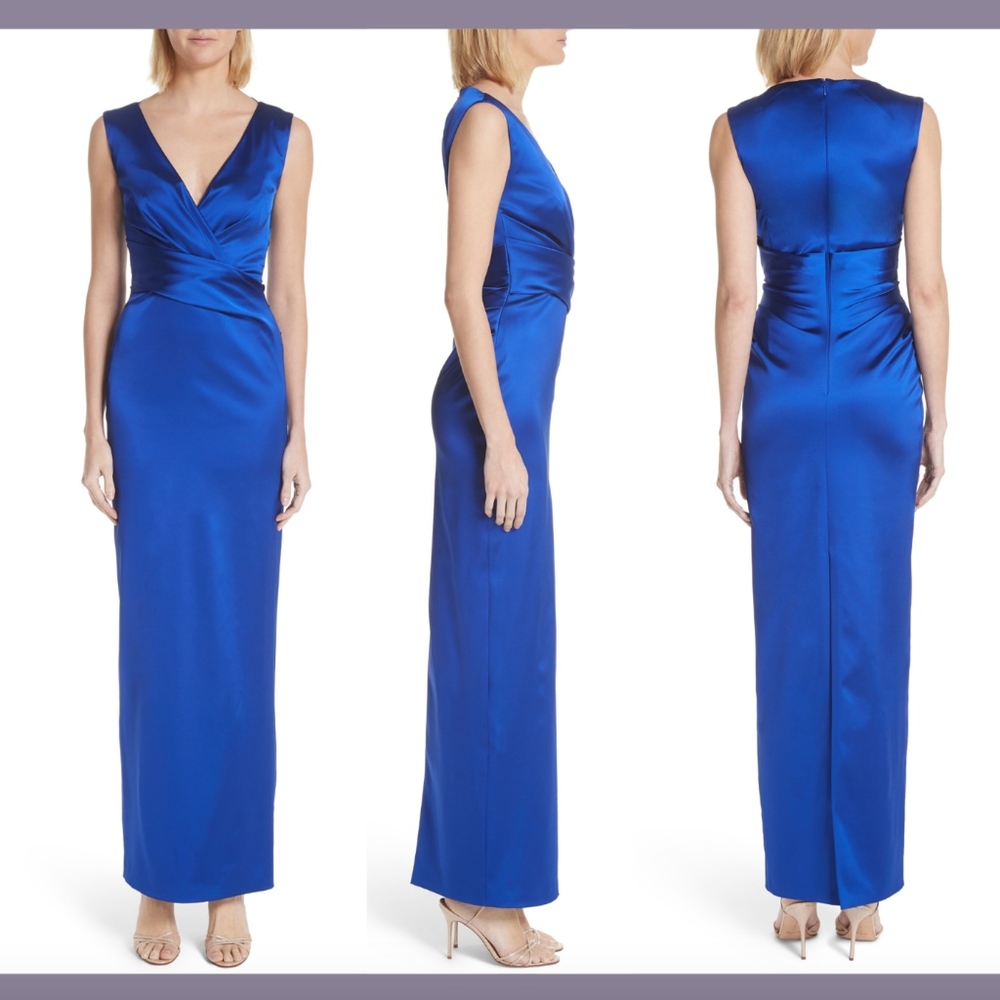 NEW $1675 Talbot Runhof Stretch Duchess‎ Satin Gown